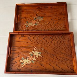 【未使用品】会津塗り 御盆 古木シリーズ もくめ 2枚セット