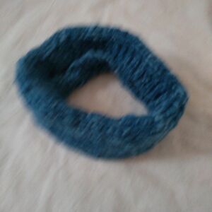 藍染　手染め　手つむぎ　手編み　マフラー　首巻き　防寒　ハンドメイド