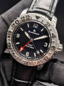  б/у прекрасный товар коробка есть Blancpain BLANCPAIN трилогия 2250-1130-71 GMT Date нержавеющая сталь SS самозаводящиеся часы мужские наручные часы отполирован 