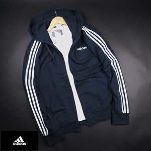 新品★adidas/アディダス/フレンチテリー スリーストライプス フルジップパーカーG91/471紺/XO【2XL】