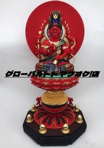 新品登場 総檜材 木彫仏像 切金 仏師で仕上げ品 彩色愛染明王像 高さ30cm 仏教美術 精密細工