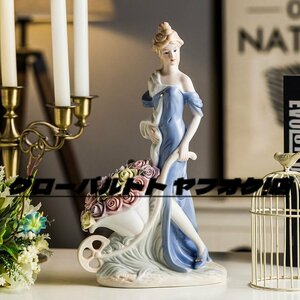 高級感★装飾品の人物のバラの娘は近代的な家の居間の寝室の酒棚の玄関の陶磁器の飾り付けを並べます