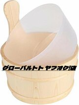 新品入荷！4L サウナバケツ サウナ桶 木製 スプーン付き SPA アクセサリー 湯桶 湯おけ お風呂 サウナ用 サウナルーム用品_画像2