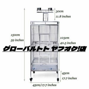 高品質 ★鳥かご・ケージ 豪華な大型オウムケージ、 304ステンレス鋼の鳩の檻、 キャスター付きの移動可能な動物の別荘 伝書鳩が家に帰る