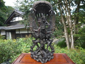 【TS31006】縞黒檀製　木彫 ガルーダ　インドネシア ヒンドゥー教