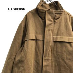 ALLIXDESION ノーカラージャケット秋冬茶メンズL a33