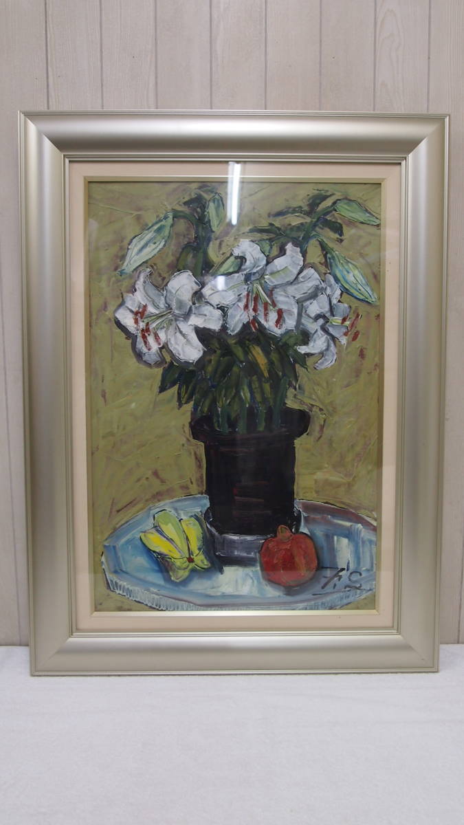 Good condition☆Artist unknown☆FS☆Oil painting☆Flowers☆77cm×58cm☆305SS4-J12215, Painting, Oil painting, Still life