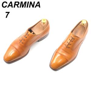 即決 CARMINA カルミナ 25cm 7 14821 メンズ レザーシューズ ストレートチップ 内羽根 茶 ブラウン 革靴 皮靴 ビジネスシューズ