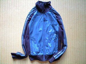 即決 美品 希少 フィンランド製 80s ヴィンテージ adidas レアデザイン 異素材 ジャージ ネイビー デカOPTI 48 裏地あり ボックスロゴ