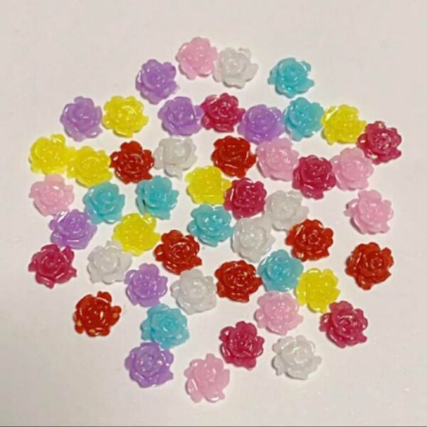【5mm】ミニ薔薇パーツ 49個セット カラーMIX