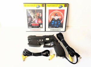 動作品・まとめて★PS2/プレイステーション2 【NPC-106 ガンコン2専用コントローラー】+【ガンサバイバー2 バイオハザード・バンパイア】