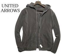 56601 新品▼ユナイテッドアローズ　秋冬　フリース素材　パイピング入り　ジップアップパーカー　UNITED ARROWS　グレー(L)_画像1