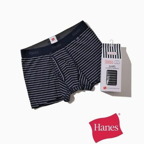 【新品】コットンストレッチボーダーボクサーパンツ/Hanes×SHIPS