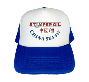 メッシュキャップ 新品未使用 送料無料！Snap back cap スタンパーオイル 帽子 ホワイト×ロイヤルブルー uep38