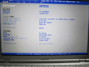 Panasonic CF-SZ6, 第7世代Core i5,　8GB/256GB,　OS無し