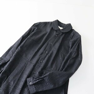 モリカゲシャツキョウト MORIKAGE SHIRT KYOTO 総柄コットンポリエステルシャツワンピース SS/ブラック 丸襟 タック【2400013547987】