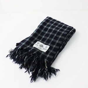 美品 オールドマンズテーラー R&D.M.Co- TARTAN CHECK タータンチェック ウール ブランケット/ネイビー ストール 【2400013574426】