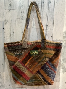 ERDE recycle wool check patchwork tote bag 