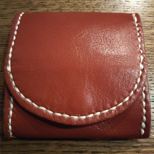  coin case cow leather new goods ... red color wine red color hand made leather craft 