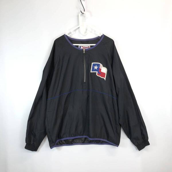 90s Majestic マジェスティック Authrntic collection Texas Rangers テキサスレンジャーズ ハーフジップ ウインドブレーカー Mサイズ