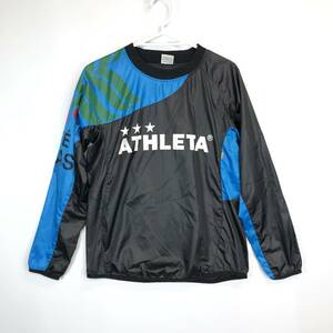 アスレタ ATHLETA 長袖ピステ Sサイズ ブラック 水色 プリント少し痛み