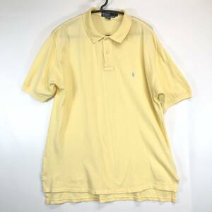 90s USA производства Ralph Lauren Ralph Lauren рубашка-поло хлопок короткий рукав незначительный желтый цвет L размер 