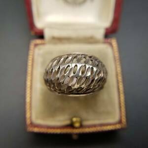 925 серебряный купол type ... Vintage кольцо кольцо серебряный гравировка Showa Retro cut Work мужской YJB1