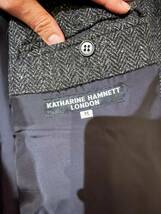 希少 KATHARINE HAMNETT LONDON archive 80s 90s キャサリンハムネット オーバーサイズヘリンボーンツィード バルカラーコート M gray 美品_画像2