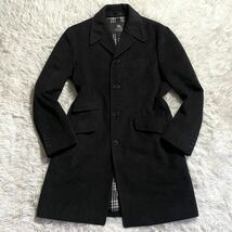 驚愕アンゴラ100%!! 極美品◎ バーバリーブラックレーベル BURBERRY BLACK LABEL チェスターコート ノバチェック 高級感◎ ブラック 黒 _画像2