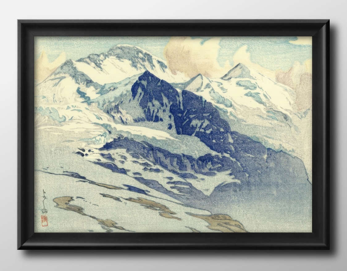 14137■¡¡Envío gratis!! Póster artístico con pintura tamaño A3, Yoshida Hiroshi Jungfrau, ilustración de montaña, papel mate nórdico, Alojamiento, interior, otros