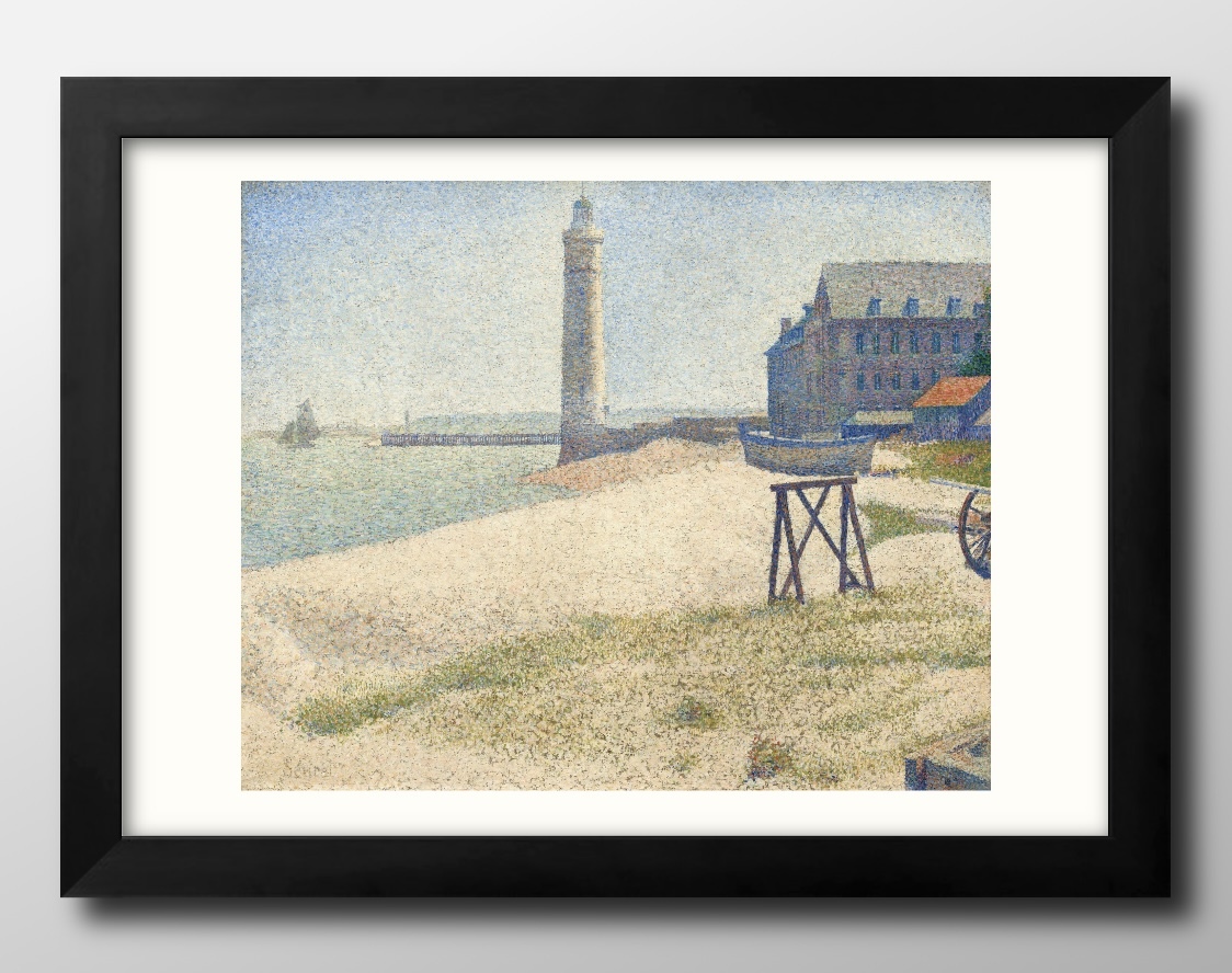 14082■¡Envío gratis!! Póster artístico pintura tamaño A3 Georges Seurat El faro de Honfleur ilustración papel mate escandinavo, residencia, interior, otros