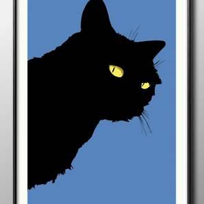 13945■送料無料!!アートポスター 絵画 A3サイズ『黒猫 ネコ ブラックキャット』イラスト 北欧 マット紙の画像1