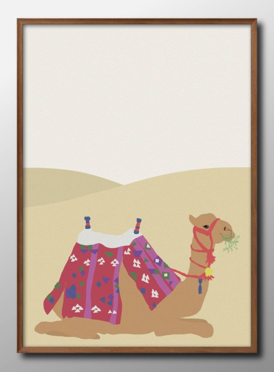 14074 ■ ¡¡Envío gratis!! Póster artístico pintura tamaño A3 Camel Desierto ilustración papel mate nórdico, Alojamiento, interior, otros