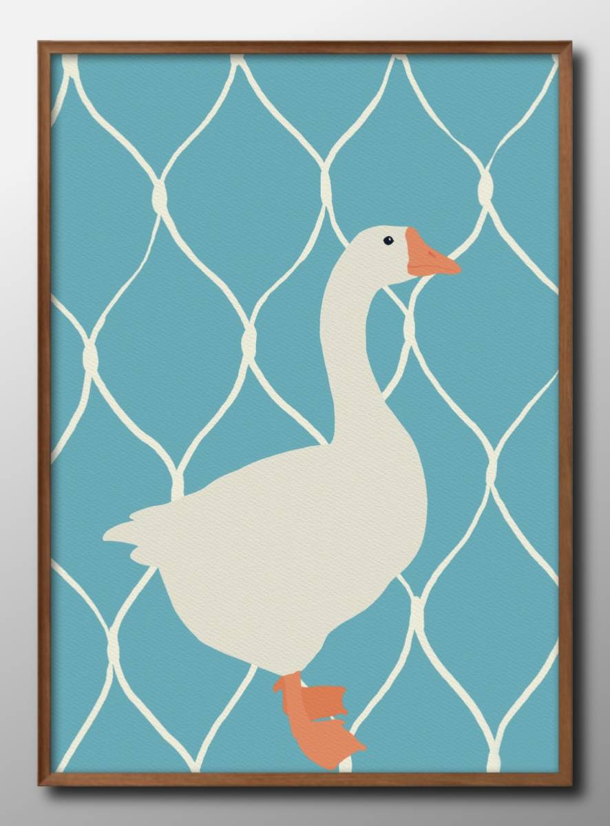 14073■Free Shipping!!Art Poster Painting A3 Size Goose Bird Illustration Scandinavian Matte Paper, residence, interior, others