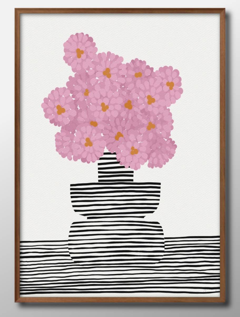 14070■Envío gratis!! Póster artístico pintura tamaño A3 Dahlia Flower ilustración papel mate nórdico, Alojamiento, interior, otros