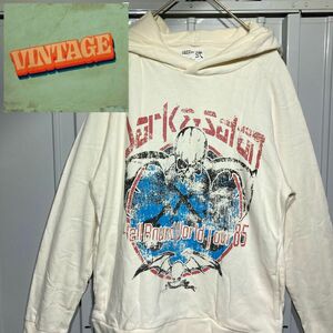 【90s★vintage】unknown プルオーバーパーカー ドクロプリントスウェット トレーナー usa古着 ホワイト M