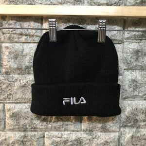 FILA ニット帽 ビーニー Beanie BLACK Logo 黒 Supreme ニットキャップ ブラック ニット 58cm フィラ ワッチキャップ