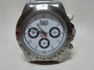 【NO19-O6004◎】中古品:ELGIN エルジン クロノグラフFK-1059N-SL メンズ腕時計 作動品　目たち傷はありません