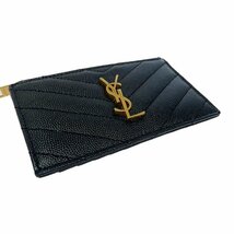 【箱付き】 YVES SAINT LAURENT イヴ・サンローラン 607915 レザー フラグメント ジップカードケース ブラック 203491 カードケース_画像3