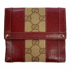 GUCCI グッチ 120927・203437 GGキャンバス レザー 二つ折り財布 レディース ボルドー 203572 二つ折り財布