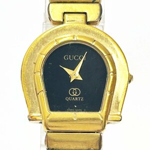【1円スタート】GUCCI グッチ 7000 ホースビット GP ブラック文字盤 クオーツ レディース腕時計 ジャンク 200064