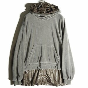 K9214f45　■WELLDER ウェルダー■　LAYERED HOODED GREIGE ベロアレイヤード パーカー グレージュ / プルオーバー オーバーサイズ 秋冬