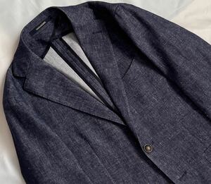  Tagliatore close year of model navy series TAGLIATORE size 44 S~M Denim style tailored jacket linen cotton Italy made 