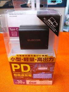 ☆【未開封】エレコム 超高速充電 ACDC-PD0630BK Type-C PD対応 USB/AC充電器 最大出力30W 小型・軽量・高出力☆送料300円～
