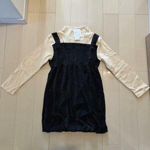 ★新品★重ね着風ワンピース　黒ラメ　130㎝