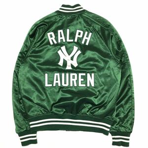 【新品】Polo Ralph Lauren×MLB NY YANKEES ポロラルフローレン×ニューヨークヤンキース スタジアムジャケット メンズM 緑 サテン 限定