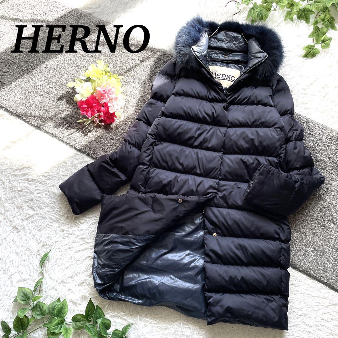 送料無料【HERNO】長袖テーラードダウンジャケット/総柄/46 ヘルノ