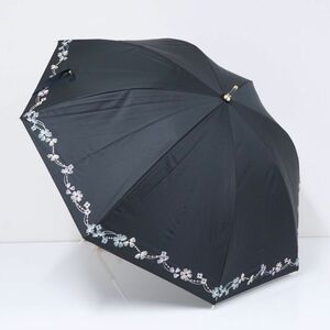 millys mail ミリーズメール 晴雨兼用日傘 USED美品 ブラック リボン UV 遮光 50cm T BT0105