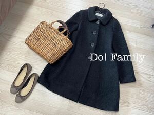 DO！FAMILY　ドゥファミリー　ウールモヘアコート　ブラック　M／日本製　Aライン　丸襟　レトロ