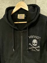 大人気モデル！ VANSON バンソン スカル刺繍 プリント ジップアップ パーカー フーディ ブラック Sサイズ メンズ バイク ○ 新規×_画像3